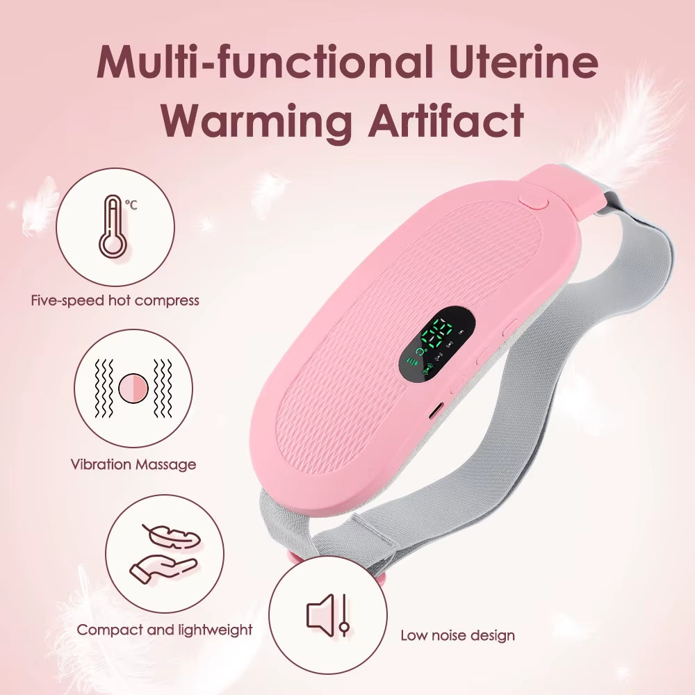 Menstrual Heating Pad 5-Level Warm Palace Belt Relief Waist Pain Cramps Vibrating Abdominal Massager Electric Waist Belt Device