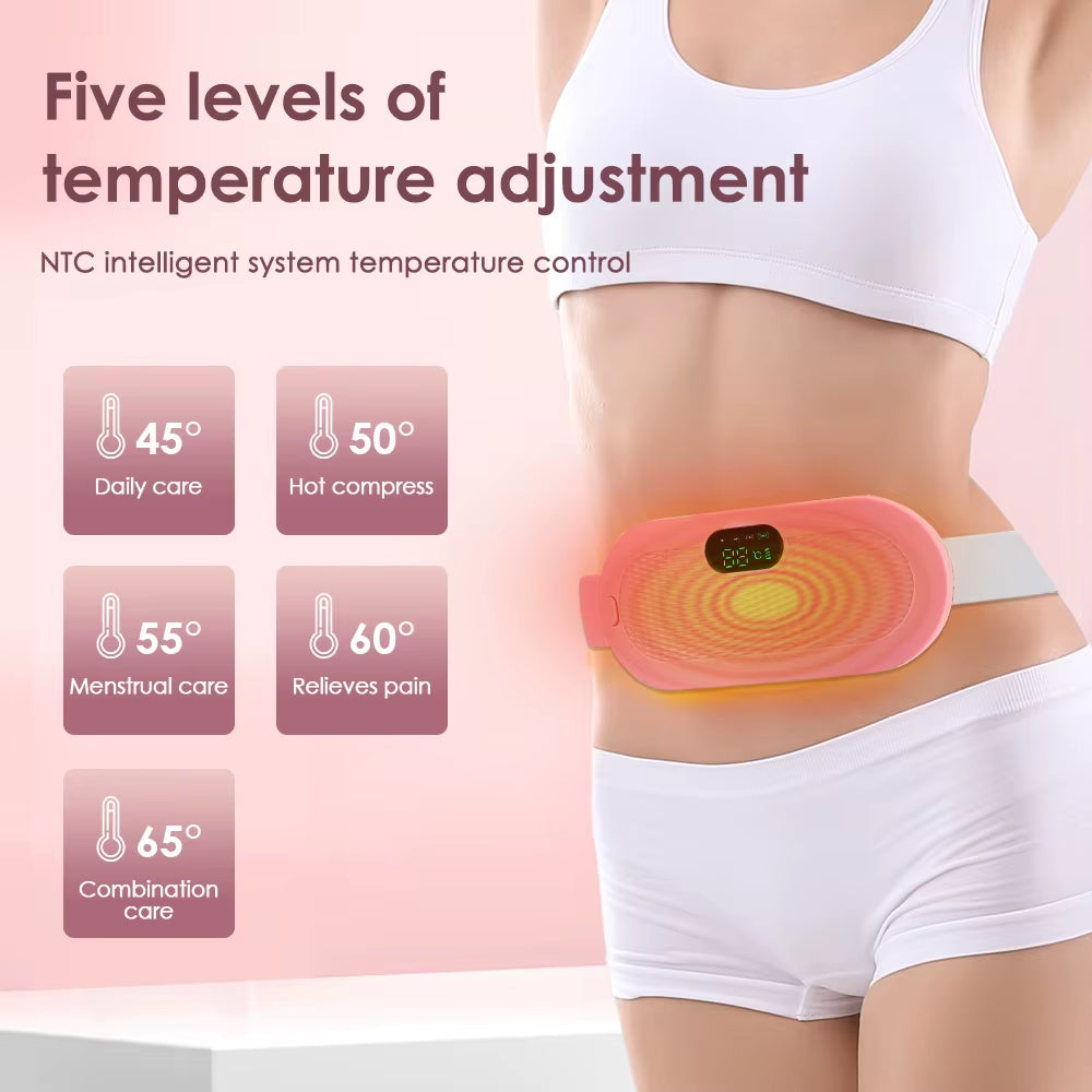 Menstrual Heating Pad 5-Level Warm Palace Belt Relief Waist Pain Cramps Vibrating Abdominal Massager Electric Waist Belt Device